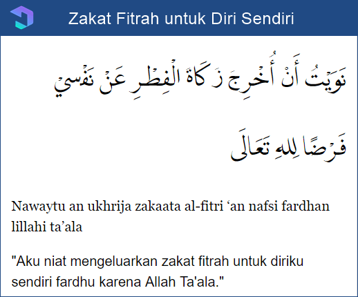 Niat Zakat Fitrah