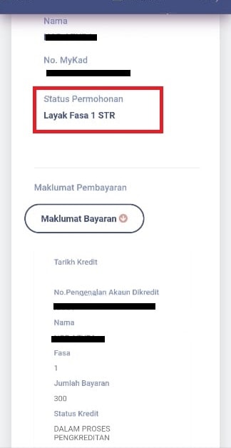 Bayaran Pengkreditan Sumbangan Tunai