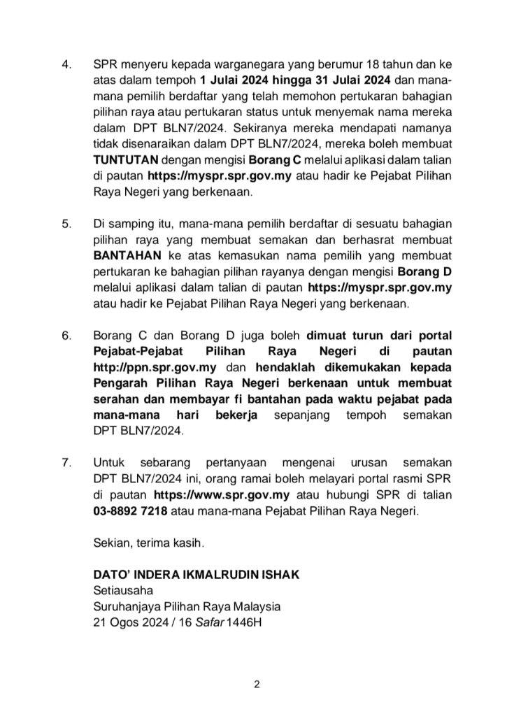 Semakan SPR 2024