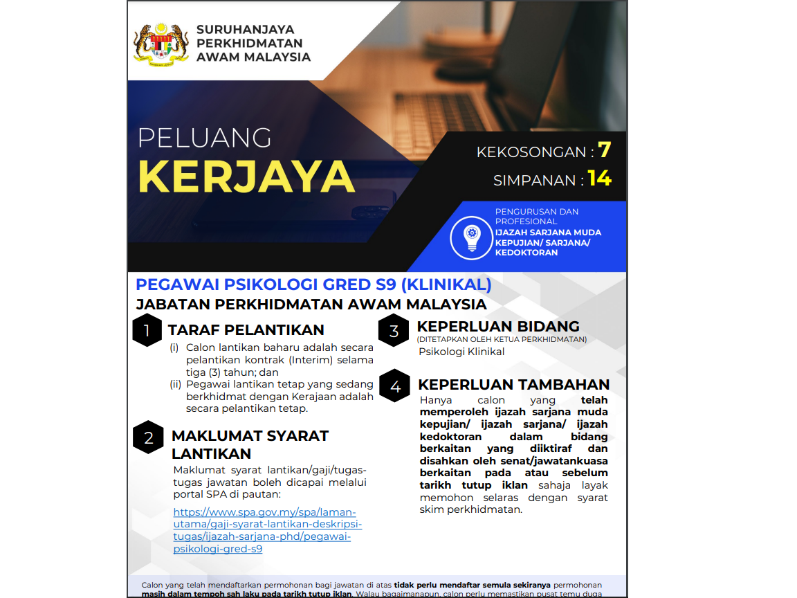 Jawatan Kosong Jabatan Perkhidmatan